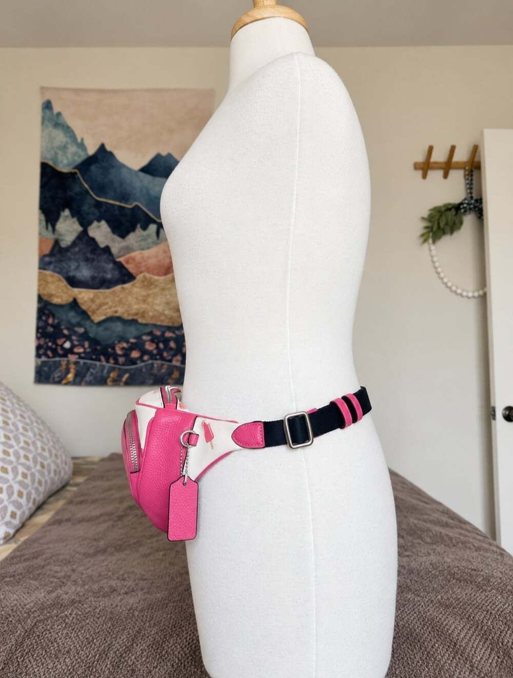 Coach C4276 Court Belt Bag Popsicle Print Pink Chalk Multi Leather Fanny Pack - Picture 6 of 16